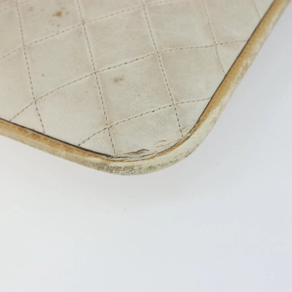 CHANEL Chain Tote Bag Lamb Skin Beige Gold CC Auth gh972 - Picture 4 of 16